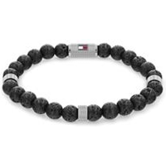 Herrenarmband aus Edelstahl und Lavastein