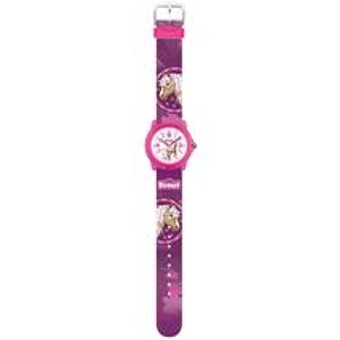 Mädchenuhr Pferde aus Kunststoff, pink, violett