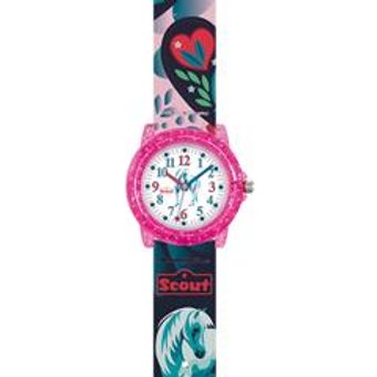 Mädchenuhr White Unicorn aus Kunststoff, pink