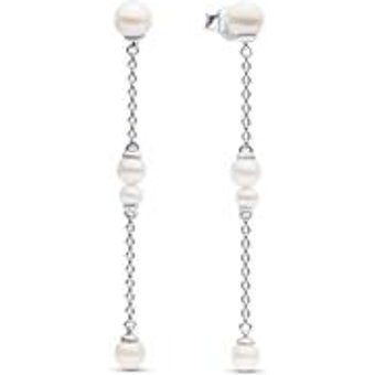 Hängende Ohrstecker aus 925er Silber, Perlen, Timeless