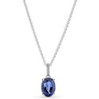 Kette mit Anhänger aus Sterlingsilber, blauer Kristall