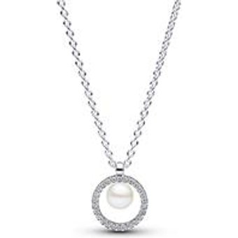 Halskette aus 925er Silber mit Perle und Zirkonia