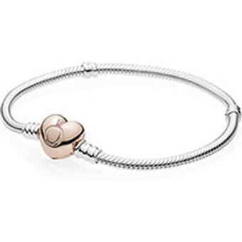 925er Silberarmband Herzverschluss ROSE