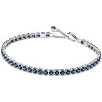 Tennisarmband für Damen, 925er Silber, blaue Kristalle