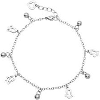 Fußkette aus Edelstahl mit Herzen
