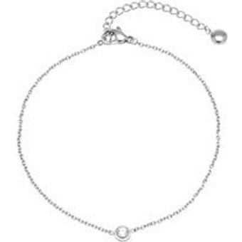 Edelstahl Fußkette mit Zirkonia weitenverstellbar