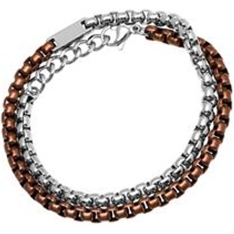 Edelstahl Armband silber braun Gravur