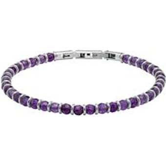 Armband aus Edelstahl mit lila Perlen