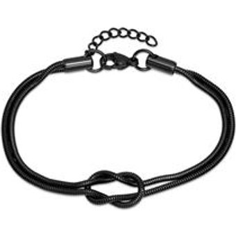 Armband Liebesknoten aus Edelstahl, schwarz