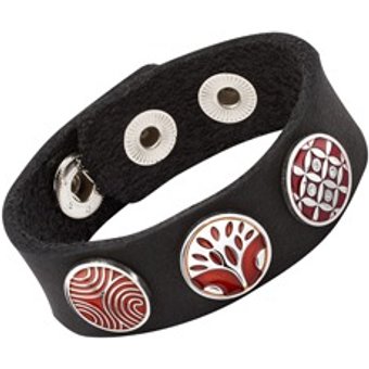 Modernes Buttonarmband Leder schwarz
