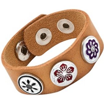 Hochwertiges Armband Buttons Leder braun
