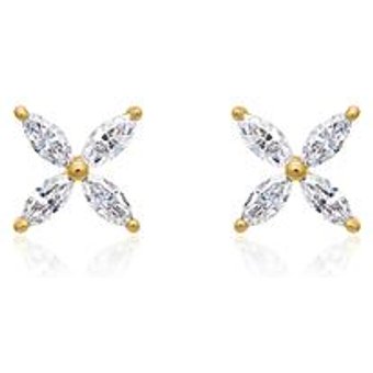 Ohrstecker Blüte aus 585er Gold mit Diamanten