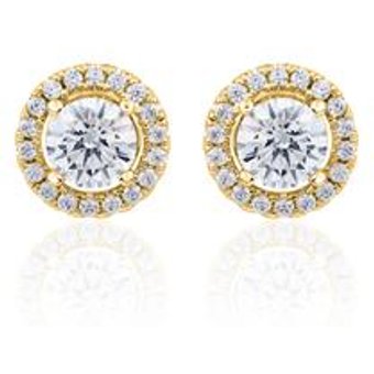 Goldene Halo Diamant Ohrstecker für Damen