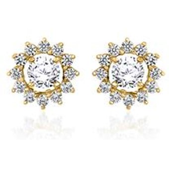 Goldene lab grown Diamantohrstecker Halo für Damen