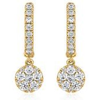 Klappcreolen für Damen aus Gold mit Diamanten, Lab