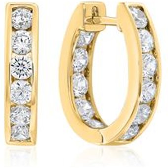 Gold Creolen für Damen mit Diamanten, laborgezüchtet