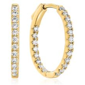 Ovale Damen Creolen aus Gelbgold mit Diamanten