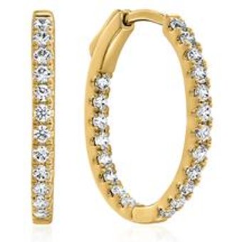 Ovale Damen Creolen aus Gelbgold mit Lab Diamanten