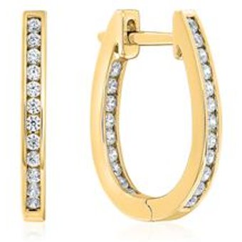 Ovale Creolen für Damen aus Gold mit Diamanten