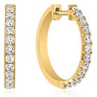 Damen Creolen aus Gelbgold mit Brillanten, Lab Grown