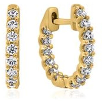 Damen Creolen aus Gelbgold mit Brillanten, Lab