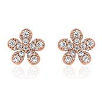 Blumen Ohrschmuck aus Roségold mit Diamanten