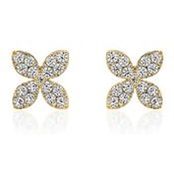 Blüten Ohrstecker aus Gold mit Diamanten