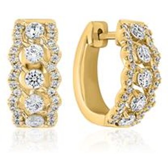 Gelbgold Creolen für Damen mit Brillanten