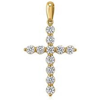 Goldener Kreuzanhänger für Damen mit Brillanten
