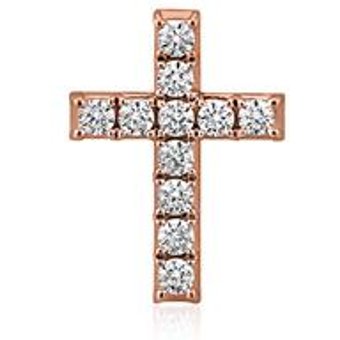 Kreuzanhänger mit Diamanten für Damen aus Roségold