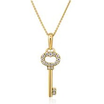 Goldene Damenkette mit Diamantanhänger Schlüssel