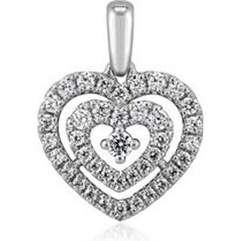 Herzanhänger mit Diamanten für Damen, Weißgold, Platin