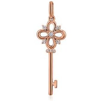 Roségoldener Anhänger Schlüssel mit Diamanten für Damen