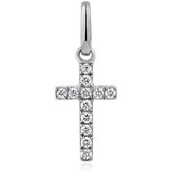Kreuzanhänger aus 585er Weißgold mit Diamanten