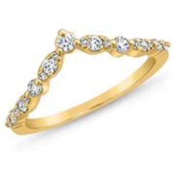 Goldener V-Ring fĂĽr Damen mit Brillanten