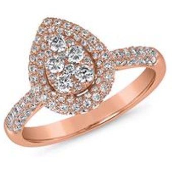 Damenring Tropfen mit Diamanten aus Roségold