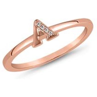 Initialen Ring mit Diamanten aus Roségold