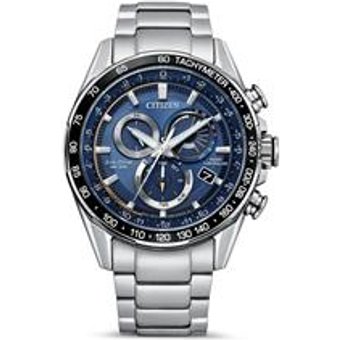 Herren Funkuhr Chronograph mit Eco-Drive, Edelstahl