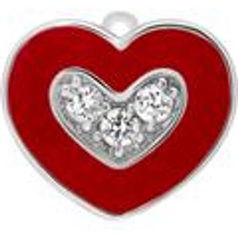 Clip Charm 925 Silber Emaille Zirkonia Herz