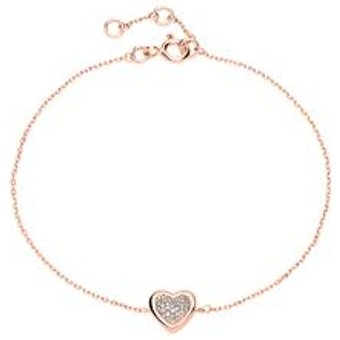 585er Roségold Armband mit diamantbesetztem Herz