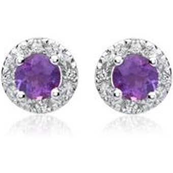 585er Ohrringe Amethysten 8 Diamanten