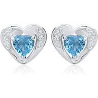 585er Ohrringe 2 Topase 4 Diamanten 0,02 ct.