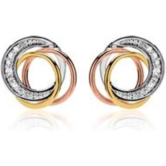 Ohrstecker 585er Weißgold tricolor Diamanten