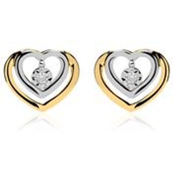 Ohrstecker Herzen aus 585er Gold mit Diamanten