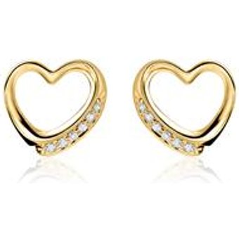 14k Gold Ohrstecker Herzen mit Diamanten