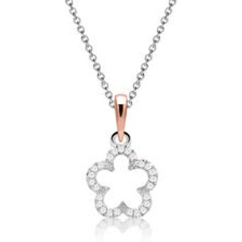 Funkelndes Diamantcollier BlĂĽte 0,053 ct gesamt