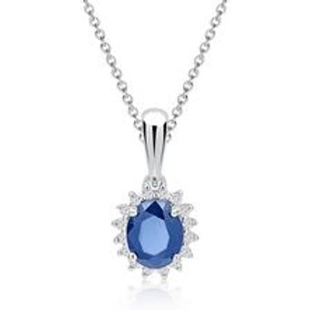 Collier mit Saphir und Diamanten 0,567 ct gesamt