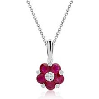 BlĂĽten-Collier Rubine Diamanten 0,595 ct gesamt