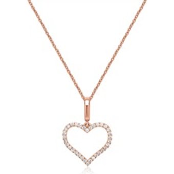 750er Rotgold-Kette Herz 34 Diamanten 0,16 ct.