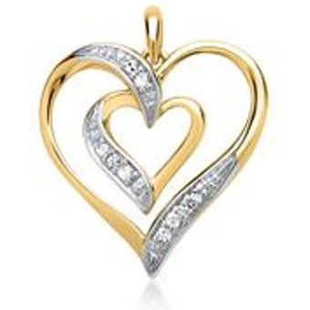585er Gelbgold-Anhänger Herz 9 Diamanten